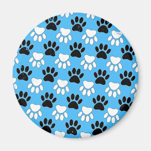 Schwarz-Weiß-Pfoten auf blauem Hintergrund Magnet