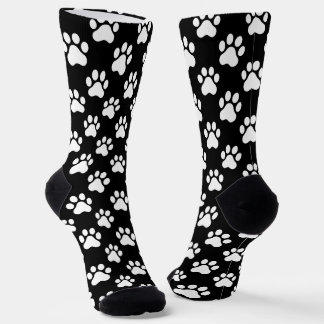 Schwarz Weiß Pfotenabdruck Muster Hunde Liebhaber Socken