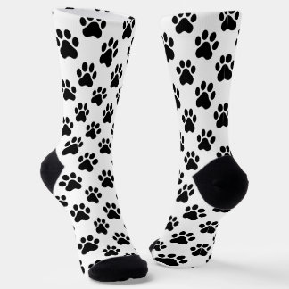 Schwarz Weiß Pfotenabdruck Muster Hunde Liebhaber Socken
