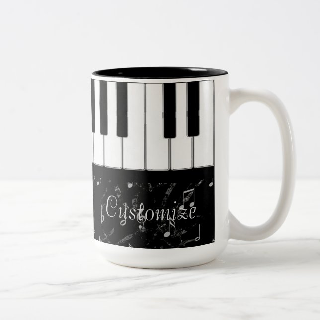 Schwarz-Weiß-Piano-Musik 2 Zweifarbige Tasse (Rechts)