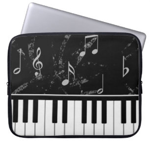Schwarz-Weiß-Piano-Musik - Laptop-Sieb Laptopschutzhülle