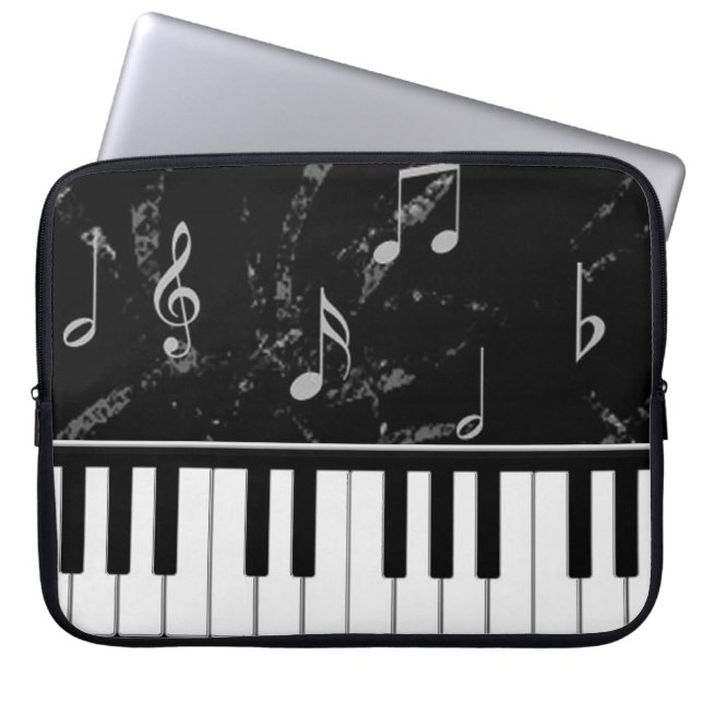 Schwarz-Weiß-Piano-Musik - Laptop-Sieb Laptopschutzhülle (Vorderseite)
