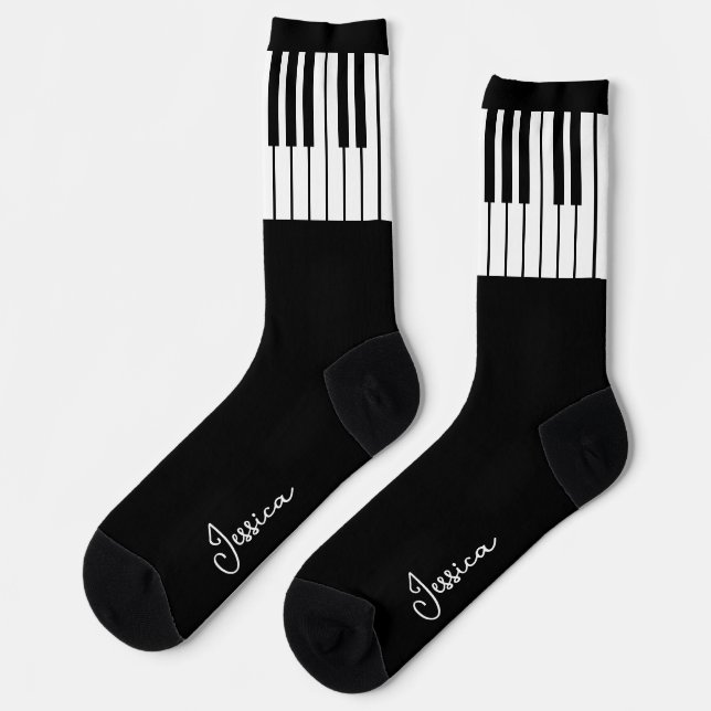 Schwarz-Weiß-Piano-Tastatur hinzufügen Socken (Linkes Detail)