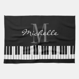 Schwarz-Weiß-Piano-Tasten, monogramm Küchentuch