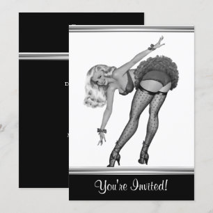 Schwarz-Weiß-Pin-Up-Girl 19 Einladung