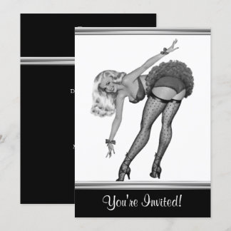 Schwarz-Weiß-Pin-Up-Girl 19 Einladung