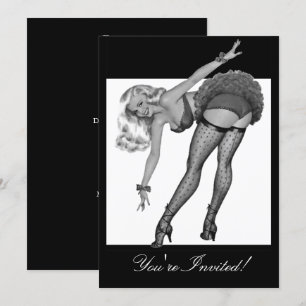Schwarz-Weiß-Pin-Up-Girl 19 Einladung