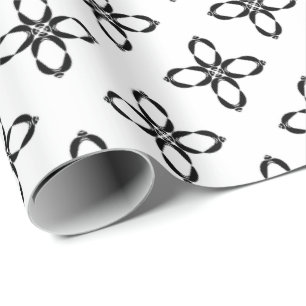Schwarz-Weiß-Pinguin-Blume Geschenkpapier