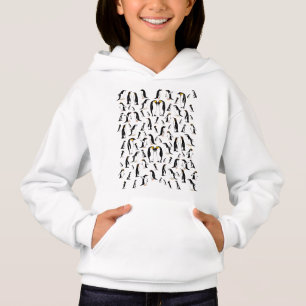 Schwarz-Weiß-Pinguin-Muster Hoodie