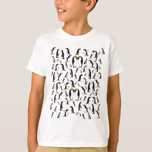 Schwarz-Weiß-Pinguin-Muster T-Shirt