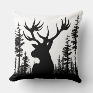 Schwarz-Weiß-Pinienwälder Kopf Kissen