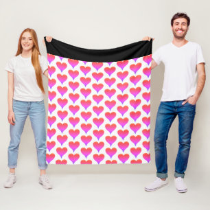 Schwarz Weiß Pink Lila Rot Herzen Muster Fleecedecke