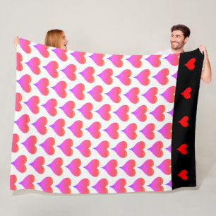 Schwarz Weiß Pink Lila Rot Herzen Muster Fleecedecke