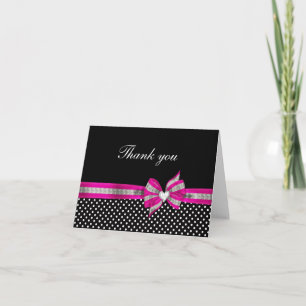 Schwarz-weiß Pink Polka Dot Dankeschön Karte