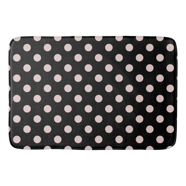 Schwarz-Weiß-Pink-Polka-Dots-Dot Badematte (Vorderseite)