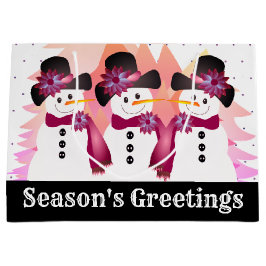 Schwarz-weiß Pinks Burgundy Snowman Große Geschenktüte