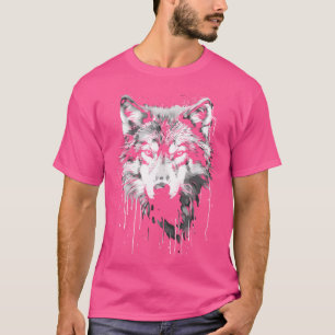 Schwarz-Weiß-Pinsel-Drilling-Wolf-T-Shirt T-Shirt