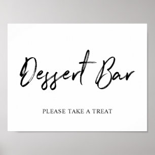 Schwarz-weiß-Pinsel-Lettering-Dessert-Bar-Schild Poster