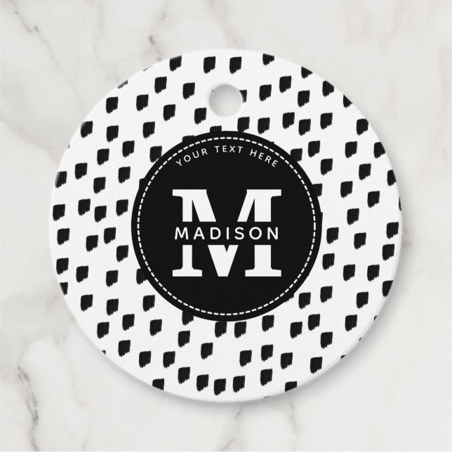 Schwarz-Weiß-Pinselstrich Geschenkanhänger (Vorderseite)