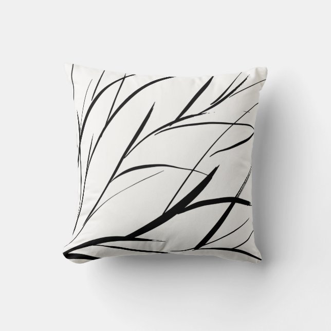 Schwarz-Weiß-Pinselstruktur Sitzkissen Kissen (Vorderseite)
