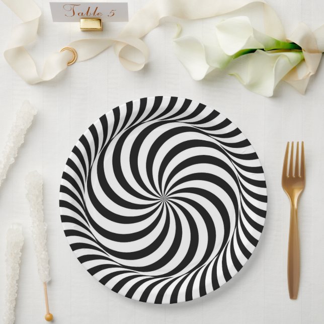 Schwarz-Weiß-Pinwheel Pappteller (Hochzeit)