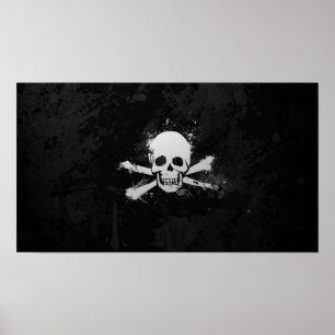 Schwarz-Weiß-Piratenflagge Poster
