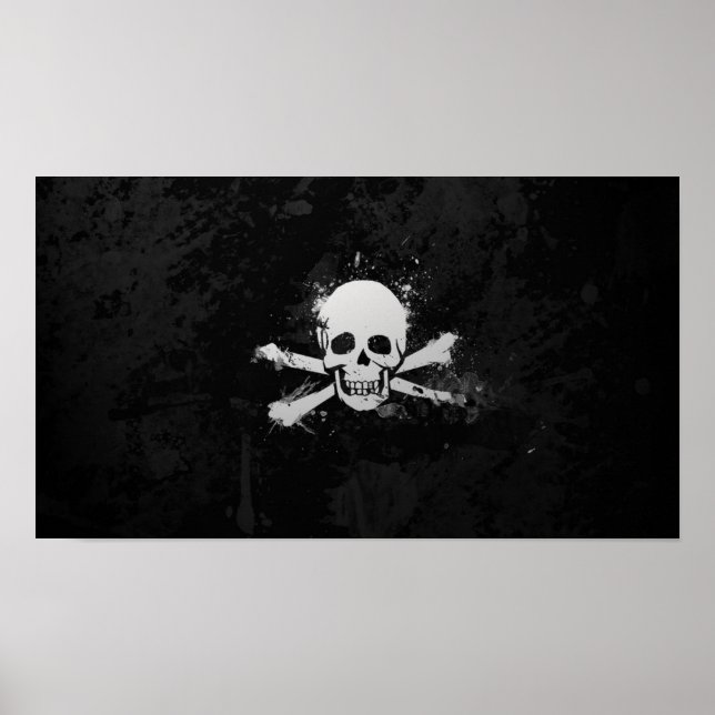 Schwarz-Weiß-Piratenflagge Poster (Vorne)