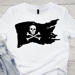 Schwarz-Weiß-Piratenflagge T-Shirt