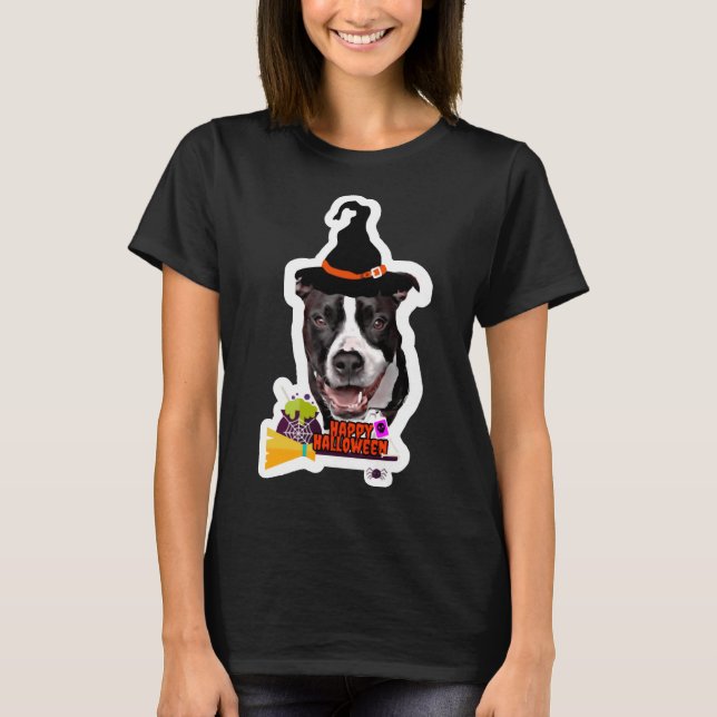 Schwarz-Weiß-Pitbull-Huntzeich T-Shirt (Vorderseite)