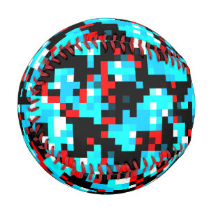 Schwarz-weiß-Pixel-Muster mit mehrfarbigem Blau Baseball