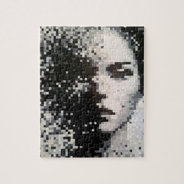 Schwarz-Weiß-Pixel-Portrait Puzzle (Vertikal)