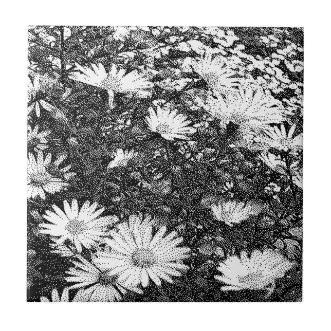 Schwarz-Weiß-Pixelart Fliese (Vorderseite)