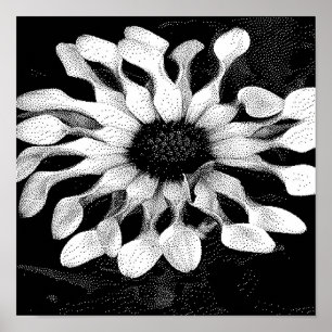 Schwarz-Weiß-Pixelart Poster