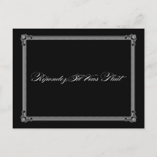 Schwarz-Weiß-Plakat-Stil Hochzeit RSVP Postkarte