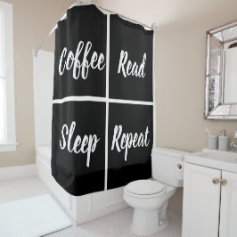 Schwarz-Weiß-Plätze mit sonnigen Worten Duschvorhang