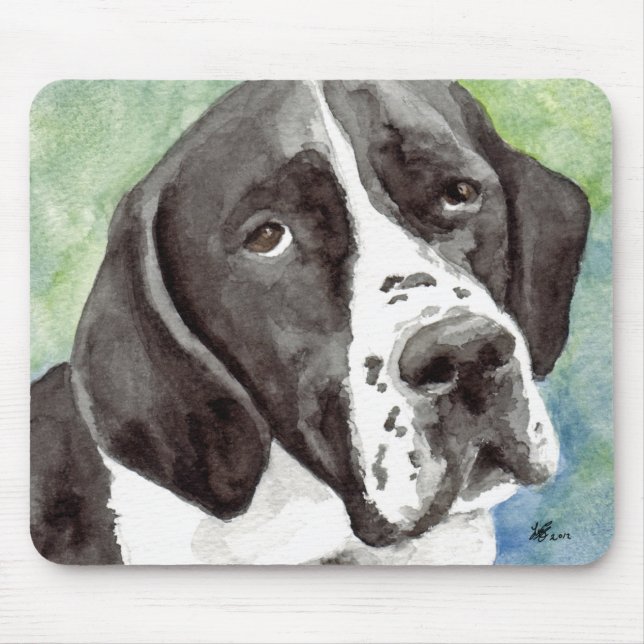 Schwarz-Weiß-Pointer-Hund Mousepad (Vorne)