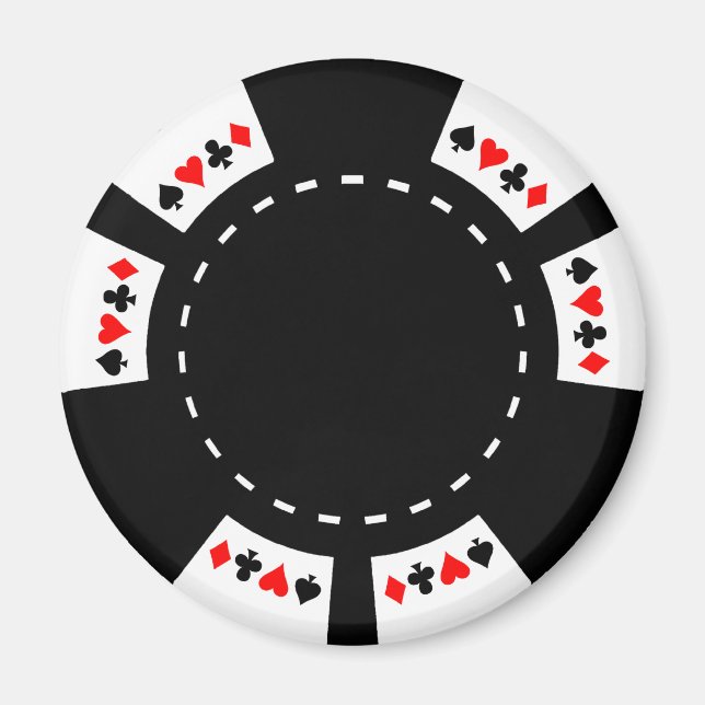 Schwarz-Weiß-Poker-Chip Magnet (Vorne)