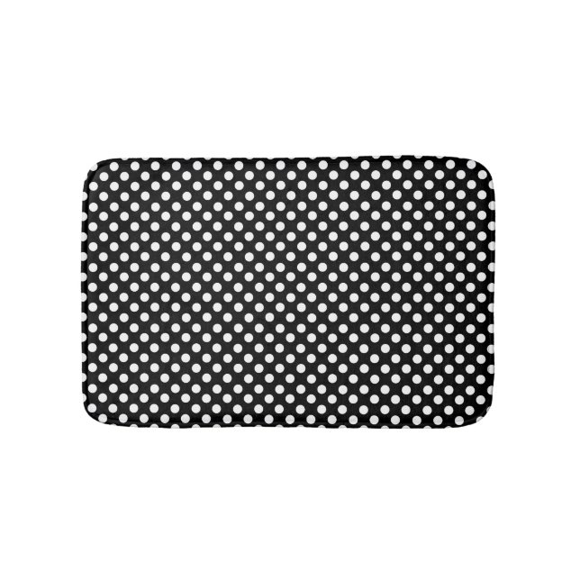 Schwarz-Weiß-Polka-Dot-Badematte Badematte (Vorderseite)