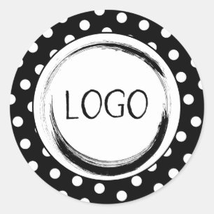 Schwarz-Weiß-Polka-Dot-Business-Logo Runder Aufkleber