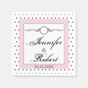 Schwarz-weiß Polka Dot Butterfly Wedding Napkin Serviette