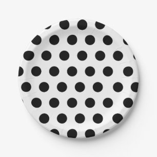 Schwarz-Weiß-Polka Dot Chic Pappteller