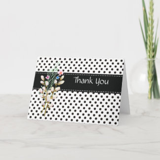 Schwarz-Weiß-Polka-Dot Danke-Karte Dankeskarte