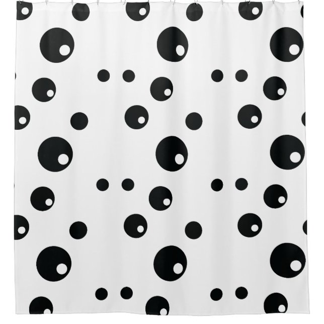 Schwarz-Weiß-Polka-Dot-Design Duschvorhang (Vorderseite)