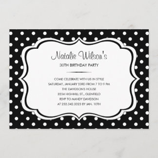 Schwarz-Weiß-Polka-Dot-Einladungen Einladung