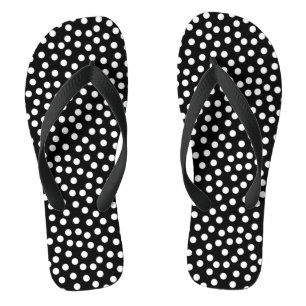 Schwarz-Weiß-Polka-Dot Flip Flops