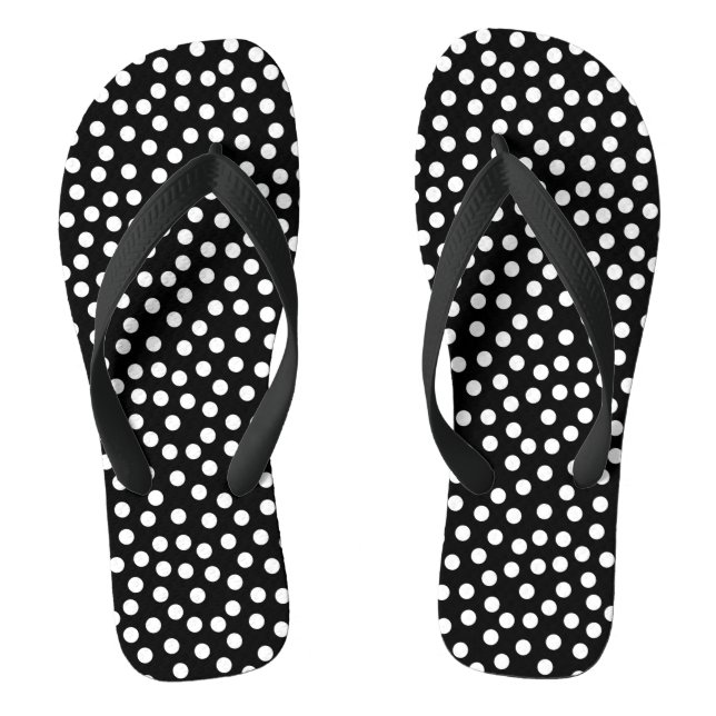 Schwarz-Weiß-Polka-Dot Flip Flops (Fußbett)