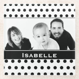 Schwarz-Weiß-Polka-Dot-Foto Glasuntersetzer