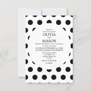 Schwarz-Weiß-Polka-Dot-Hochzeitseinladung Einladung