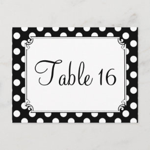 Schwarz-Weiß-Polka-Dot-Hochzeitsreisen - Tischnumm Postkarte