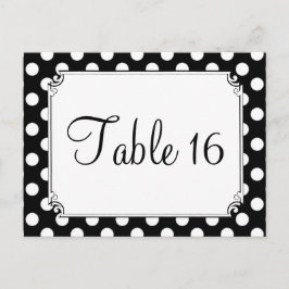 Schwarz-Weiß-Polka-Dot-Hochzeitsreisen - Tischnumm Postkarte